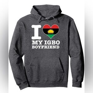 I Love My Igbo Boyfriend Biafran Flag Pullover Hoodie Gray Size Small